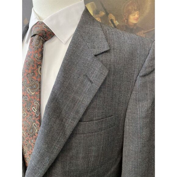 VTG‎ Alexander Julian Colours 44R USA MADE Gray Nailhead Check Wool 2Btn Blazer
